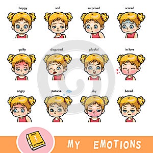 Cartoon visual dictionary for children. The human emotions