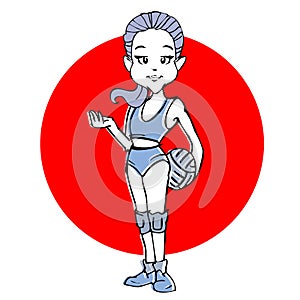 Cartoon of Volleyball girl or young woman photo