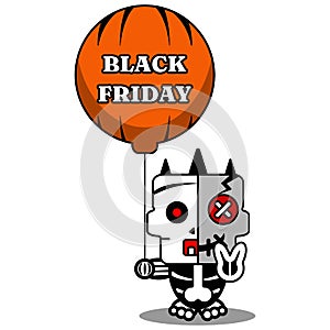 Cartoon voodoo bone doll mascot black friday