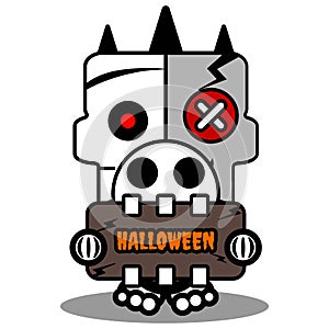 Cartoon voodoo bone doll mascot halloween board