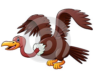 Cartoon vulture flying isolated on white background