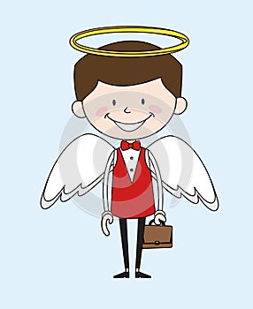 Cartoon Waiter Caterer - in Angel Costume photo