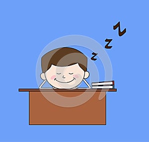 Cartoon Waiter Caterer - Sleeping on Office Desk