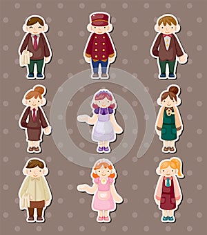 Cartoon waiter and waitress stickers