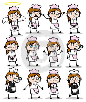 Cartoon Waitress Poses - Set of Concepts Vector illustrations photo