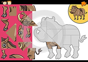 Cartoon warthog jigsaw puzzle game photo