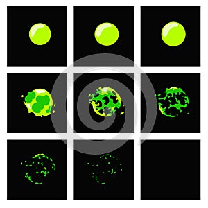 Cartoon water bubble burst sprites