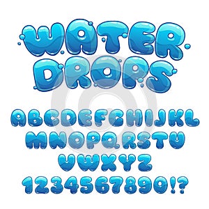 Cartoon water drops font