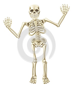 Cartoon Waving Skeleton Character