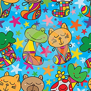 Cartoon wear stocking jump sky seamless pattern