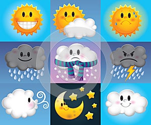 Cartoon weather symbols