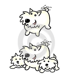 Cartoon Westie and pups