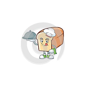 Cartoon of white bread in character chef holding food.