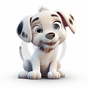 Cartoon White Dog In Disney Animation Style - Photorealistic 3d Renderings