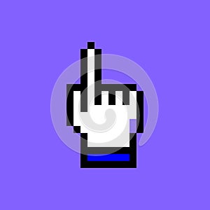 Cartoon White Pixel Computer Cursor Hand UI Element. Vector