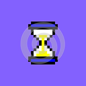 Cartoon White Pixel Computer Hourglass Cursor Pointer UI Element. Vector