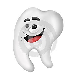 Cartoon white tooth, illustration on a white background, character design