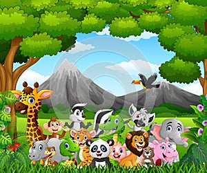 Cartoon wild animal in the jungle