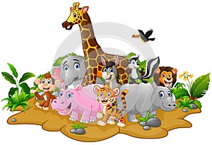 Cartoon wild animals background