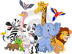 Cartoon wild animals background photo