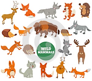 Cartoon wild animals characters big set