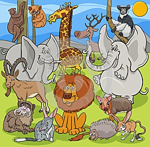 Cartoon wild animals characters group