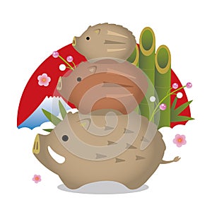 Cartoon wild boar ornament illustration / piggyback