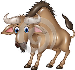 Cartoon Wildebeest mascot isolated on white background