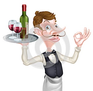 Cartoon wine waiter