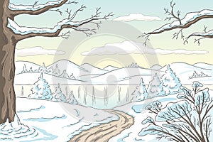 Cartoon Winter Landscape