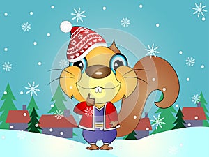 Cartoon Winter Squirrel
