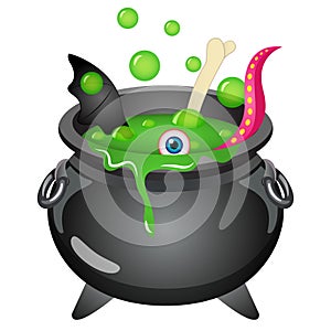 Cartoon witch cauldron halloween vector illustration