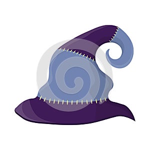 Cartoon witch hat isolated on white background. Children kid costume masquerade party. Design element for Halloween. Vector