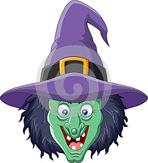 Cartoon witch head isolated on white background