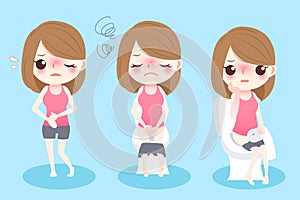 Cartoon woman with constipation photo