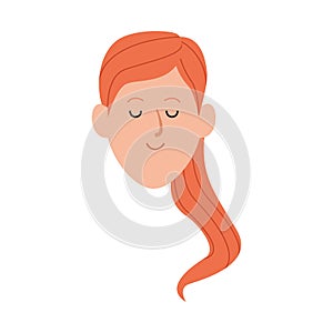 Cartoon woman face with eyes closed, colorful design