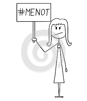 Cartoon of Woman Holding Me Not Sign as Reaction on Me Too Movement