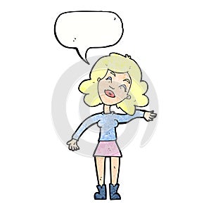 cartoon woman only joking with speech bubble