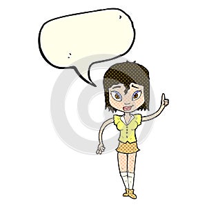 cartoon woman making point with speech bubble