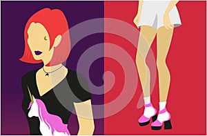 Cartoon woman portrait flat illustration. Flat cartoon character design