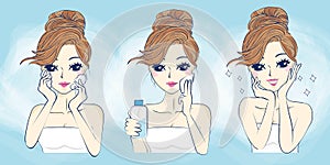 Cartoon woman problem skin care