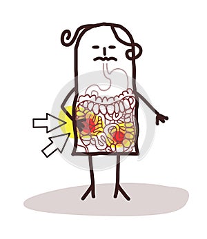 Cartoon Woman suffering because of Crohn`s Disease photo