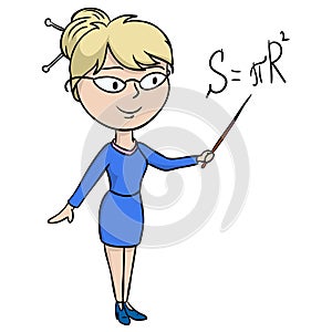 Cartoon woman teacher in glasses