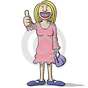 Woman with big smile and thumbs up