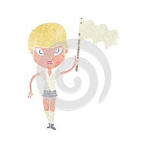 cartoon woman waving white flag