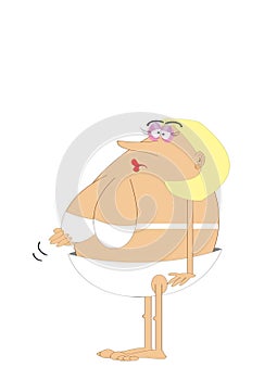 Cartoon of a woman looking down at her sagging boobs photo