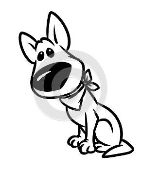 Cartoon wonder dog sitting character coloring page