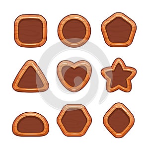 Cartoon wooden buttons set.