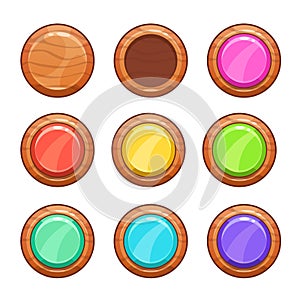 Cartoon wooden buttons set.