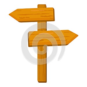 Illustration of a wooden signpost with two blank directional arrows photo
